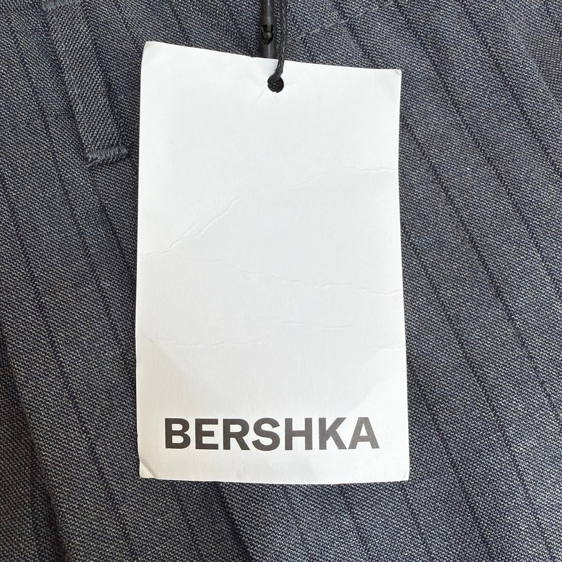 Bershka Trousers Wide Leg Pinstripe Size Us6 Gray Blue — image 2 of 6